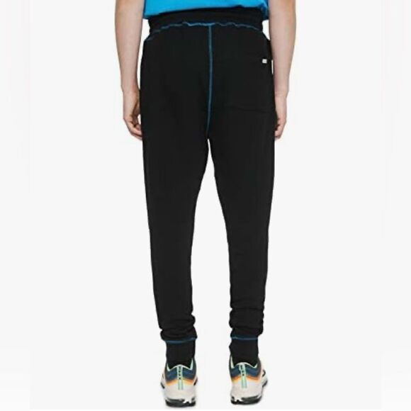 NWT Eleven Paris Men’s Exposed Seam Fleece Joggers Black W/Dresden Blue size S - Picture 5 of 13